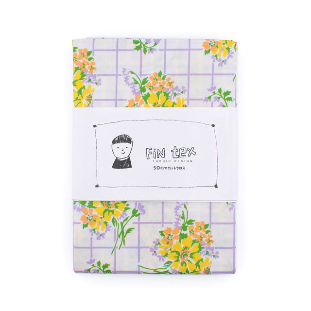 生地 FiN tex-フィンテックス- チェックフラワー 約140cm幅×50cmカット（OKF-024） 1PU.パープル 09Ae06_